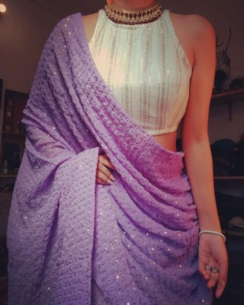 Beautifull Fox Georgette Saree With Sequence And Embroidery Work  Georgette Sarees Wholesale