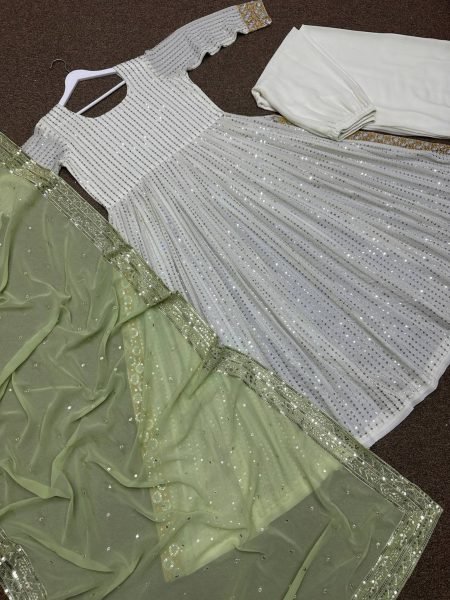 Beautifully Designed Nyra Cut Embroidery Work Kurti Plazzo With Dupatta  Ready To Wear Collection