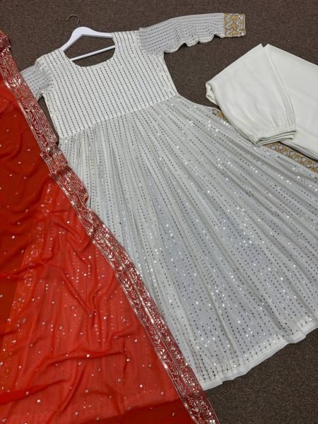 Beautifully Designed Nyra Cut Embroidery Work Kurti Plazzo With Dupatta  Ready To Wear Collection