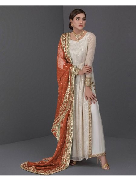 Beautifully Designed Nyra Cut Embroidery Work Kurti Plazzo With Dupatta  Ready To Wear Collection