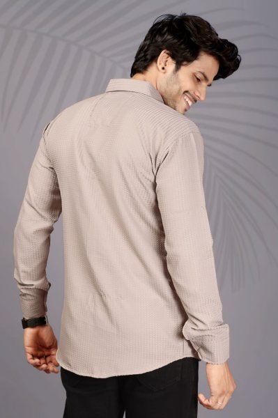 Beige Popcorn Shirt for Men Premium Office Wear Style Mens Shirt