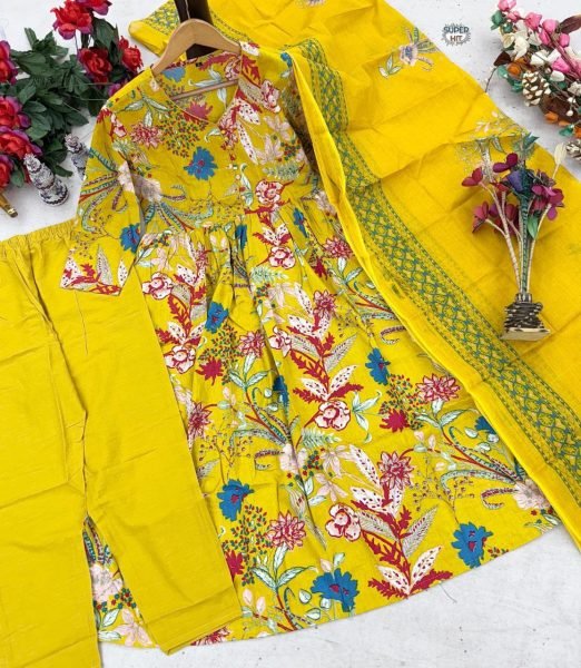 Best Kurtis Wholesaler in Surat at Low Prices Summer Cotton kurti 3 Piece Set Anarkali Kurtis 