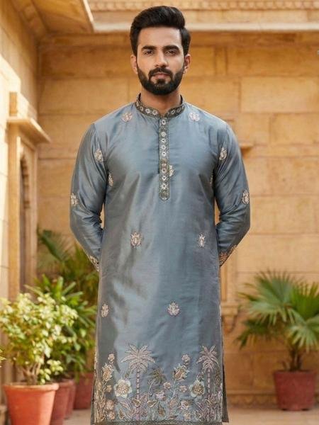 Best Mens Embroidered Daman Kurta with Payjama At Affordable Price 