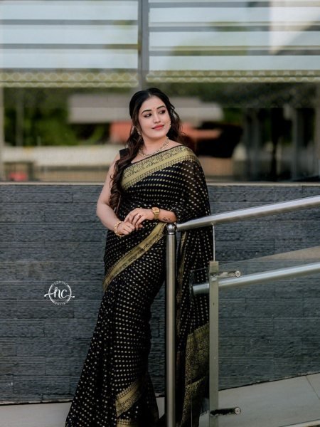  Black Banarasi Silk Sarees Rich Pallu And A Jacquard Pattern Work Wholesale Collection 