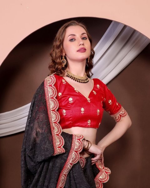 Black Chikankari Georgette Saree with Heavy Zari Work for Traditional Look  Georgette Sarees Wholesale