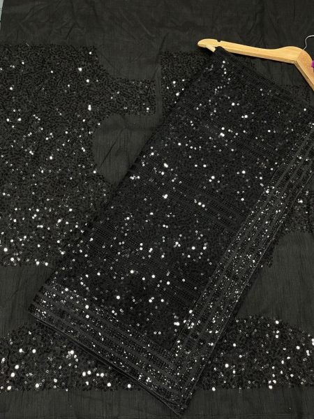 Black Color Bollywood BlockBuster Georgette Sequence Saree  Georgette Sarees Wholesale