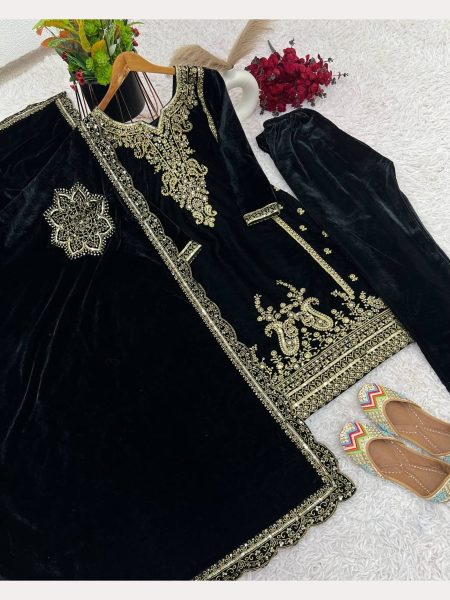 Black Color Embroidery Sequence Work Suits  Ready To Wear Collection