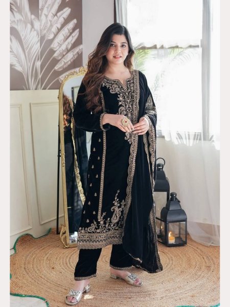 Black Color Embroidery Sequence Work Suits  Ready To Wear Collection