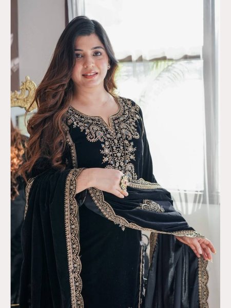 Black Color Embroidery Sequence Work Suits  Ready To Wear Collection