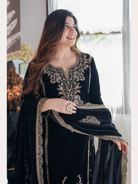 Black Color Embroidery Sequence Work Suits  Ready To Wear Collection