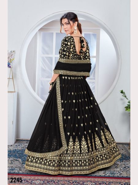 Black Color Fox Georgette Lehenga Choli With Embroidery Work  Designer Lehenga Choli