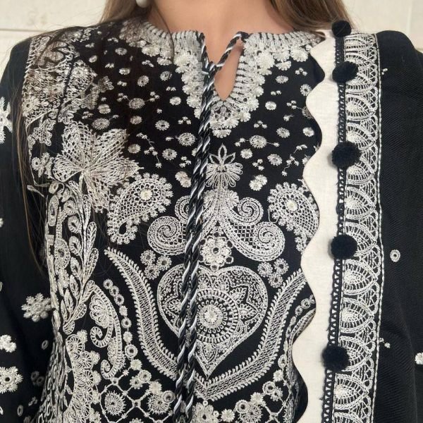 Black Color Fox Georgette Suits With Embroidery Work  Ready To Wear Collection