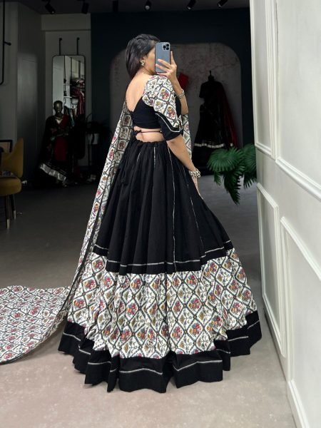 Black Color Fully Stiched Pure Cotton Navratri Lehenga Choli  Navratri Lehnega Choli