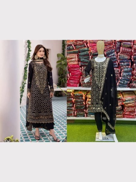 Black Color Fully Stitched Georgette Suits  Ready To Wear Collection