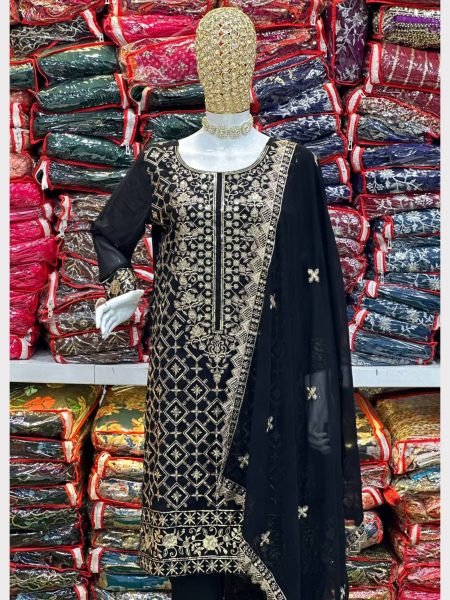 Black Color Fully Stitched Georgette Suits  Ready To Wear Collection