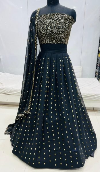 Black Color Georgette Lehenga Choli With Sequence Work  Designer Lehenga Choli