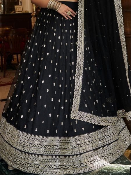 Black Color Heavy Fox Georgette Lehenga Choli With Sequence Work  Designer Lehenga Choli