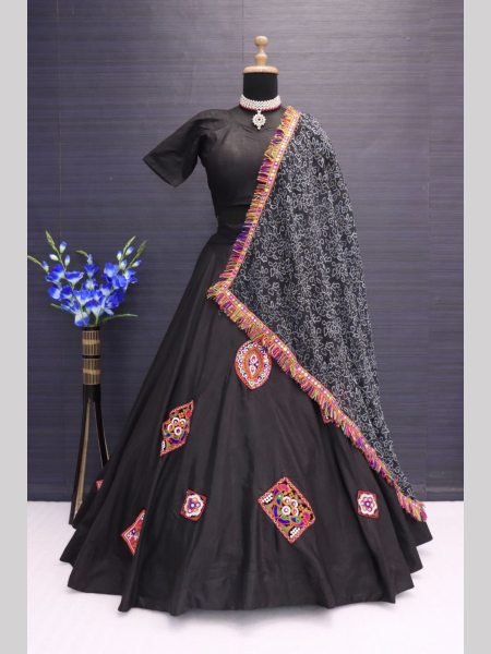 Black Color Navratri Special Lehenga Choli  Navratri Lehnega Choli