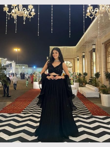 Black Color Pure Georgette Lehenga Choli  Designer Lehenga Choli