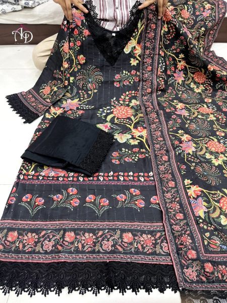 Black Color Pure Muslin Chikankari Hevay Lace Work Kurti Set  Lucknowi Chikankari Kurtis Wholesale