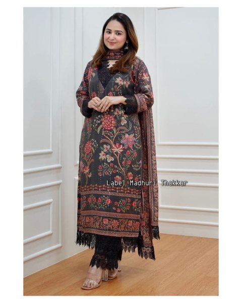 Black Color Pure Muslin Chikankari Hevay Lace Work Kurti Set  Lucknowi Chikankari Kurtis Wholesale