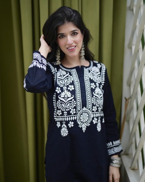 Black Color Rayon Cotton Kurti With Pant  Kurti With Bottom Wholesale