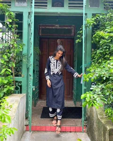 Black Color Rayon Cotton Kurti With Pant  Kurti With Bottom Wholesale