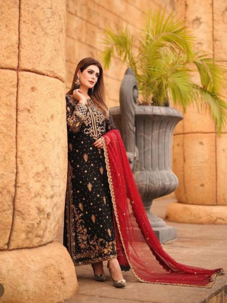 Black Color Sequence Embroidery Work Salwar Suits Salwar Kameez