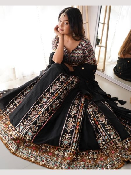 Black Color Sequence Embroidered Lehenga Choli  Designer Lehenga Choli