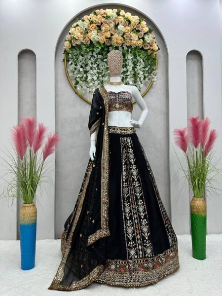 Black Color Sequence Embroidered Lehenga Choli  Designer Lehenga Choli
