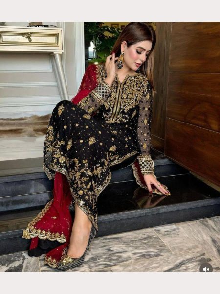 Black Color Sequence Embroidery Work Salwar Suits Designer Plazzo Salwar Suits Wholesale