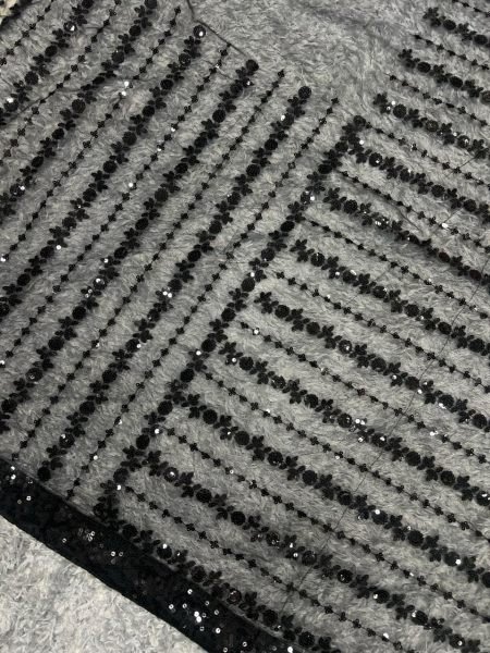 Black Color Sequence Embroidery Work Saree  Net Sarees Wholesale