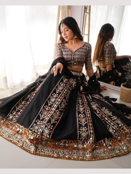 Black Color Sequence Embroidered Lehenga Choli  Designer Lehenga Choli