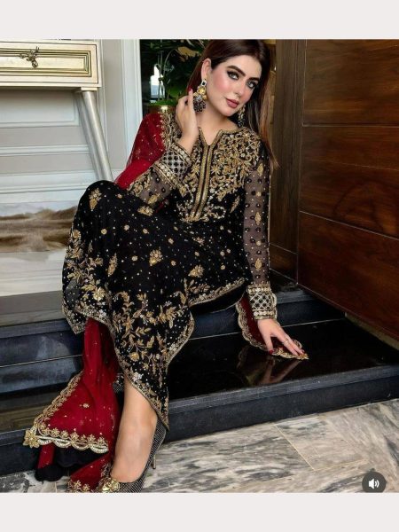 Black Color Sequence Embroidery Work Salwar Suits Designer Plazzo Salwar Suits Wholesale