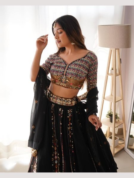 Black Color Sequence Embroidered Lehenga Choli  Designer Lehenga Choli