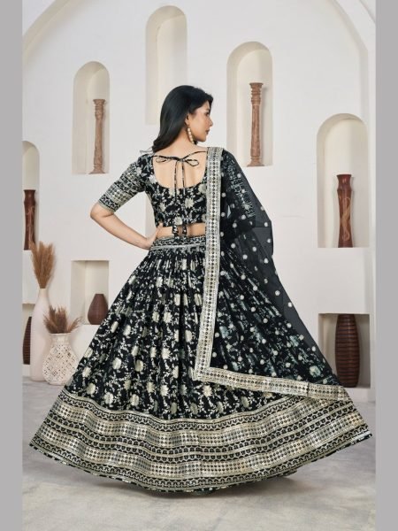 Black Color Zari And Sequence Embroidery Lehenga Choli  Designer Lehenga Choli