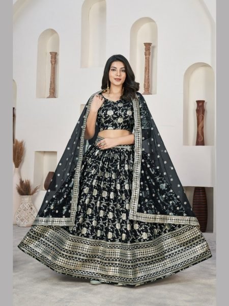 Black Color Zari And Sequence Embroidery Lehenga Choli  Designer Lehenga Choli