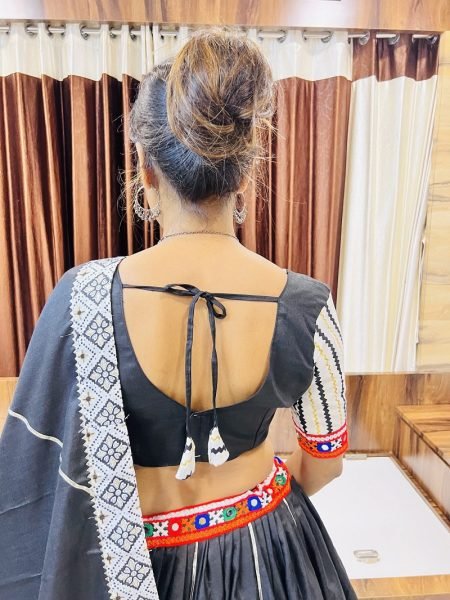 Black Cotton Silk Lehenga Set Gotta Patti   Mirror Work Perfect for Navratri Nights Navratri Lehnega Choli