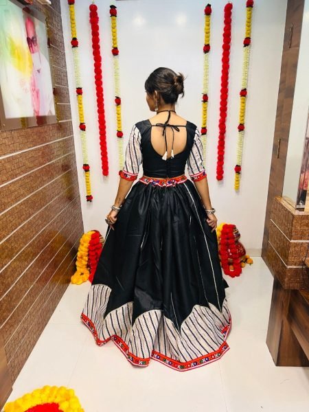 Black Cotton Silk Lehenga Set Gotta Patti   Mirror Work Perfect for Navratri Nights Navratri Lehnega Choli
