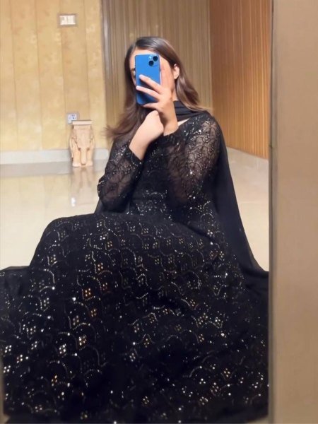 Ready to Wear Black Faux Blooming Sharara Set 3 Piece Designer Suit with Heavy Sequin Embroidery at Wholesale Price 