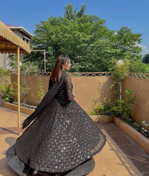 Ready to Wear Black Faux Blooming Sharara Set 3 Piece Designer Suit with Heavy Sequin Embroidery at Wholesale Price Anarkali Kurtis 