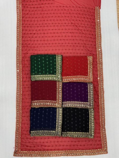 Black Faux Georgette Saree with Embroidery Work Wedding Special Drape Georgette Sarees Wholesale