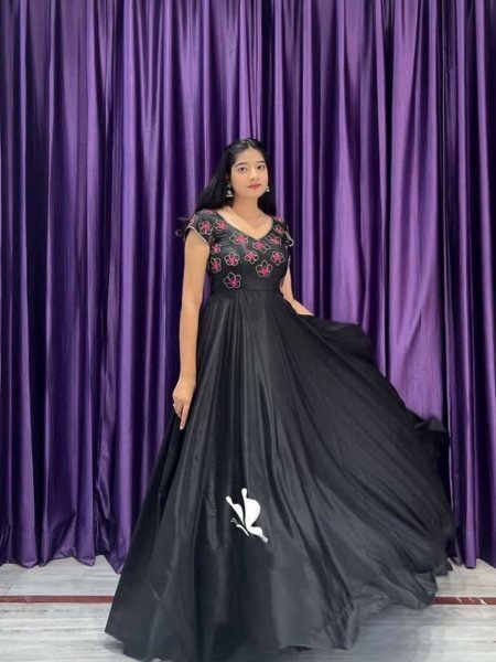 Black Frock With A Beautifully Embroidered Work For Best Price 