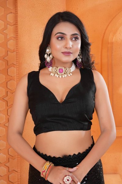 Black   Gold Georgette Saree with Sequin Embroidery &  Lace Border Party Ready Look Designer Wedding Sarees Wholesale
