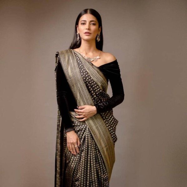 Black & Gold Toned Organic Banarasi Silk Saree For Wedding Wear  Banarasi Saree Wholesale