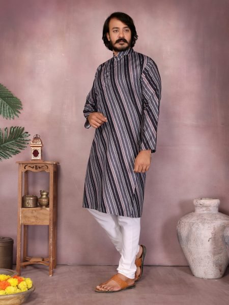 Black Heavy Cotton Kurta Set At Wholesale Price for Traditional Functions Kurta Pajama Wholesale