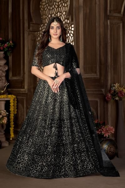 Black Net With Embroidery Work Lehenga Choli Designer Lehenga Choli