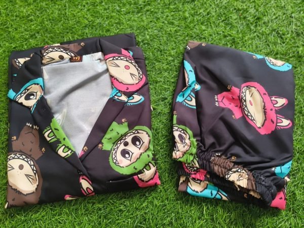 Black Rayon Printed Cord Set with Cute Cartoon Digital Print Cozy Nightwear Night Suit Wholesale