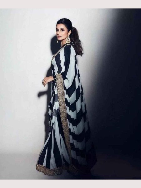  Black & White Colour Combinations  Georgette Saree  Georgette Sarees Wholesale