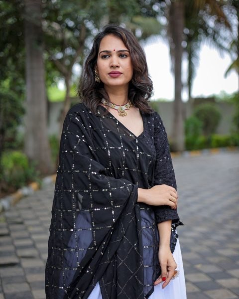 Black   White Premium Riyon Cotton Embroidery Work Navratri Special Navratri Lehnega Choli